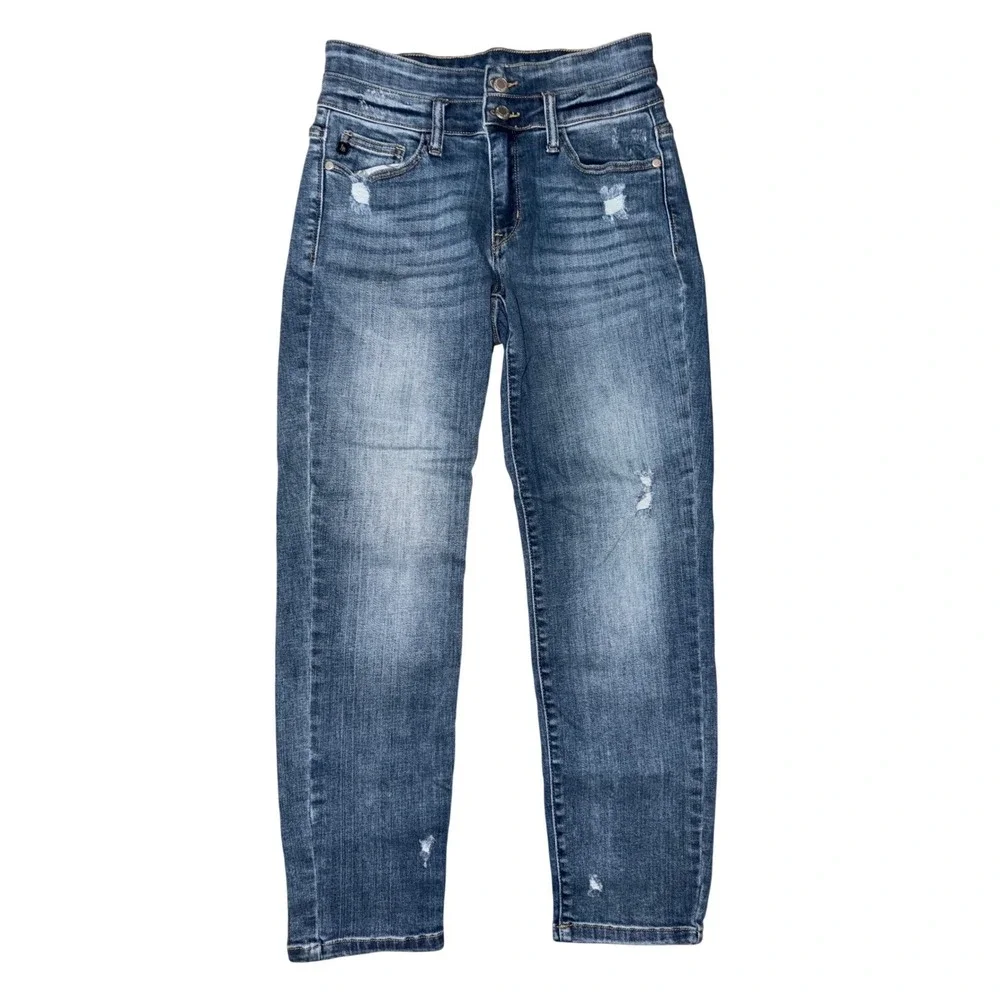 Judy Blue Relaxed Fit‎ Distressed High Rise Jeans Medium Wash 7/28 J2
